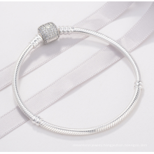 Classic Buckle S925 Silver Bracelet Chic Shining DIY Basic Chain Sterling Silver Snake Bone Chain Bracelet Gift Girl